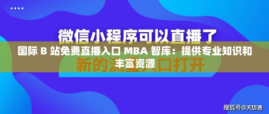 国际 B 站免费直播入口 MBA 智库：提供专业知识和丰富资源
