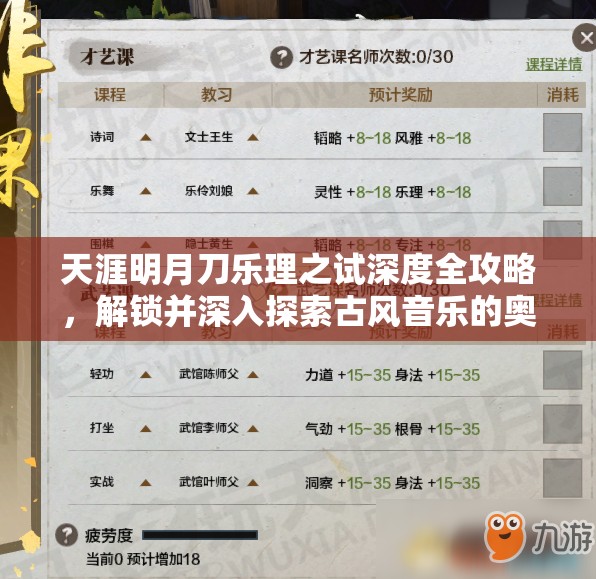 天涯明月刀乐理之试深度全攻略，解锁并深入探索古风音乐的奥秘