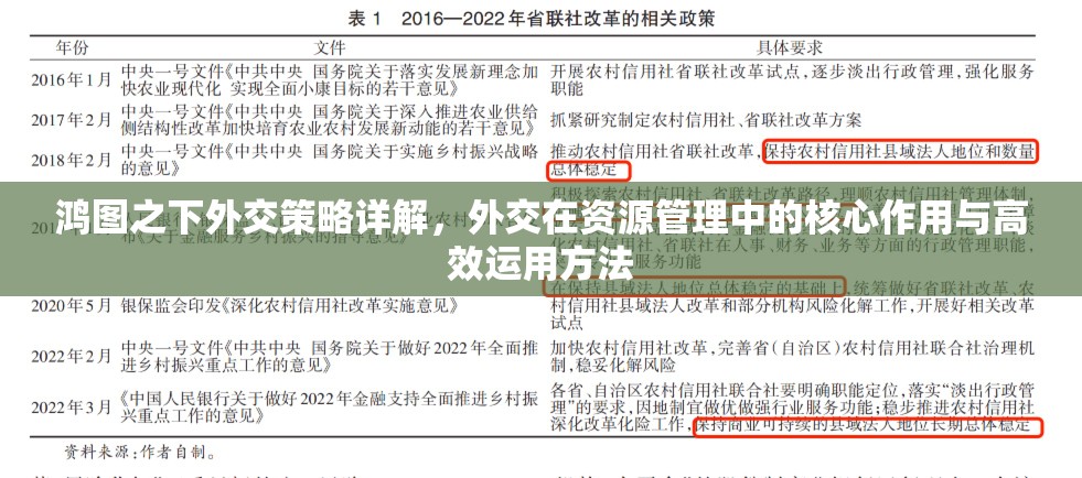 鸿图之下外交策略详解，外交在资源管理中的核心作用与高效运用方法