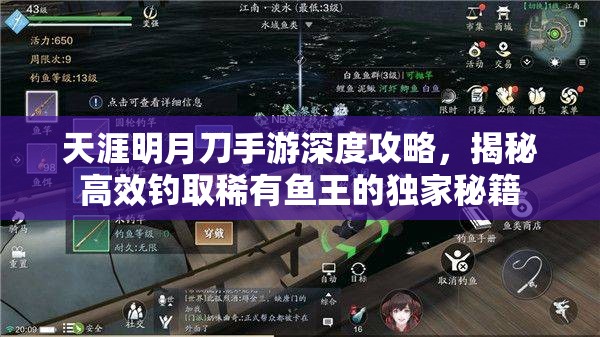 天涯明月刀手游深度攻略，揭秘高效钓取稀有鱼王的独家秘籍