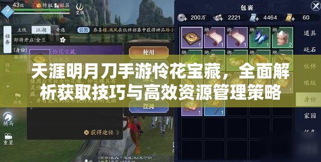 天涯明月刀手游怜花宝藏，全面解析获取技巧与高效资源管理策略