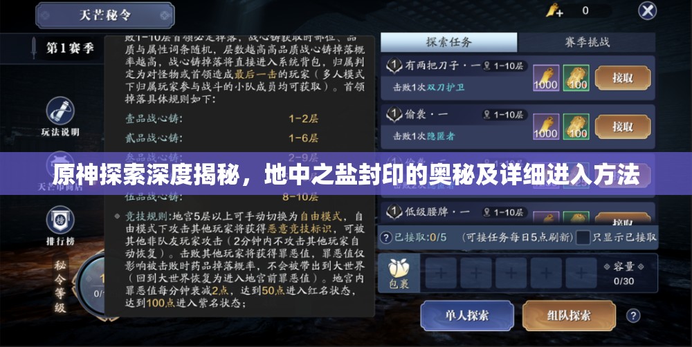 原神探索深度揭秘，地中之盐封印的奥秘及详细进入方法