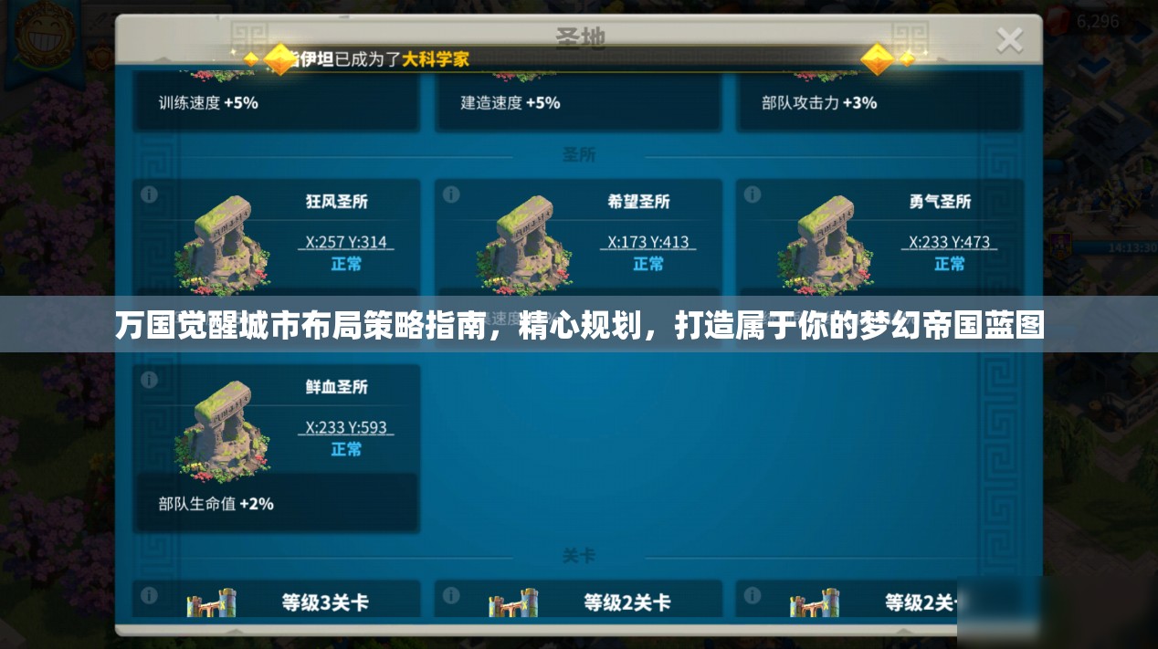 万国觉醒城市布局策略指南，精心规划，打造属于你的梦幻帝国蓝图