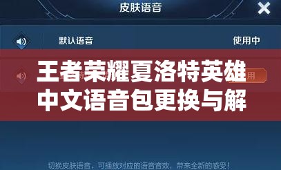 王者荣耀夏洛特英雄中文语音包更换与解锁的全面详细攻略