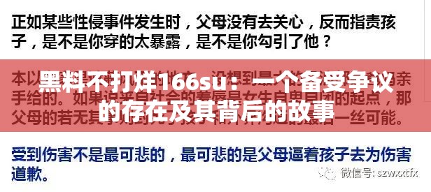 黑料不打烊166su：一个备受争议的存在及其背后的故事