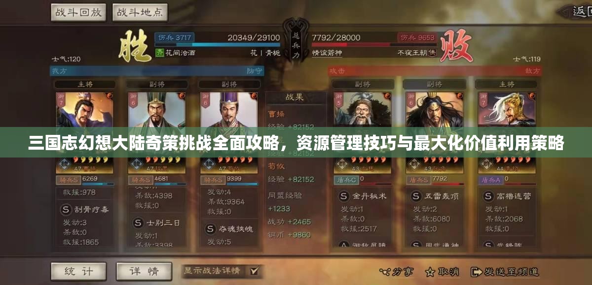 三国志幻想大陆奇策挑战全面攻略，资源管理技巧与最大化价值利用策略