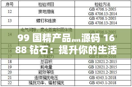 99 国精产品灬源码 1688 钻石：提升你的生活品质