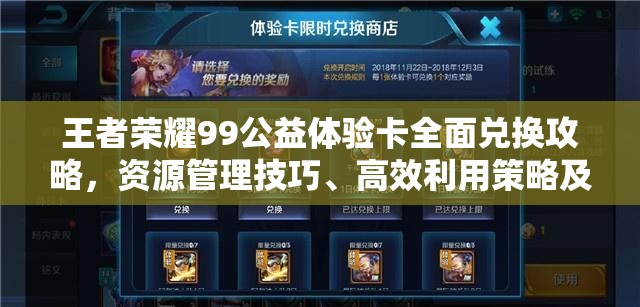 王者荣耀99公益体验卡全面兑换攻略，资源管理技巧、高效利用策略及防浪费指南