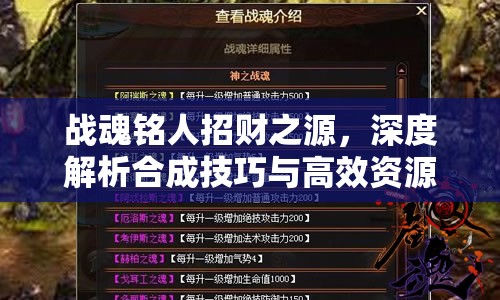 战魂铭人招财之源，深度解析合成技巧与高效资源管理艺术