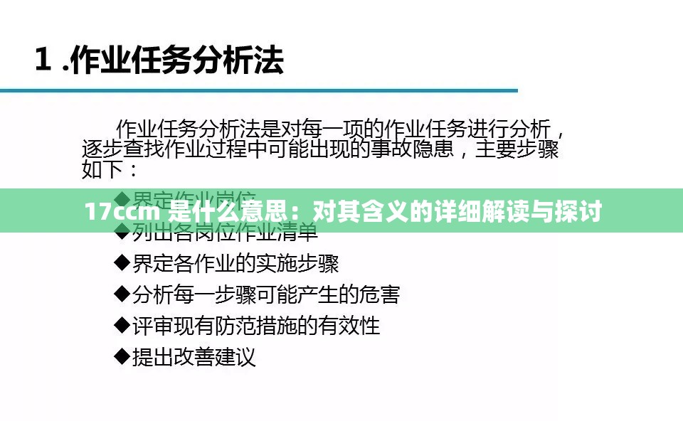 17ccm 是什么意思：对其含义的详细解读与探讨