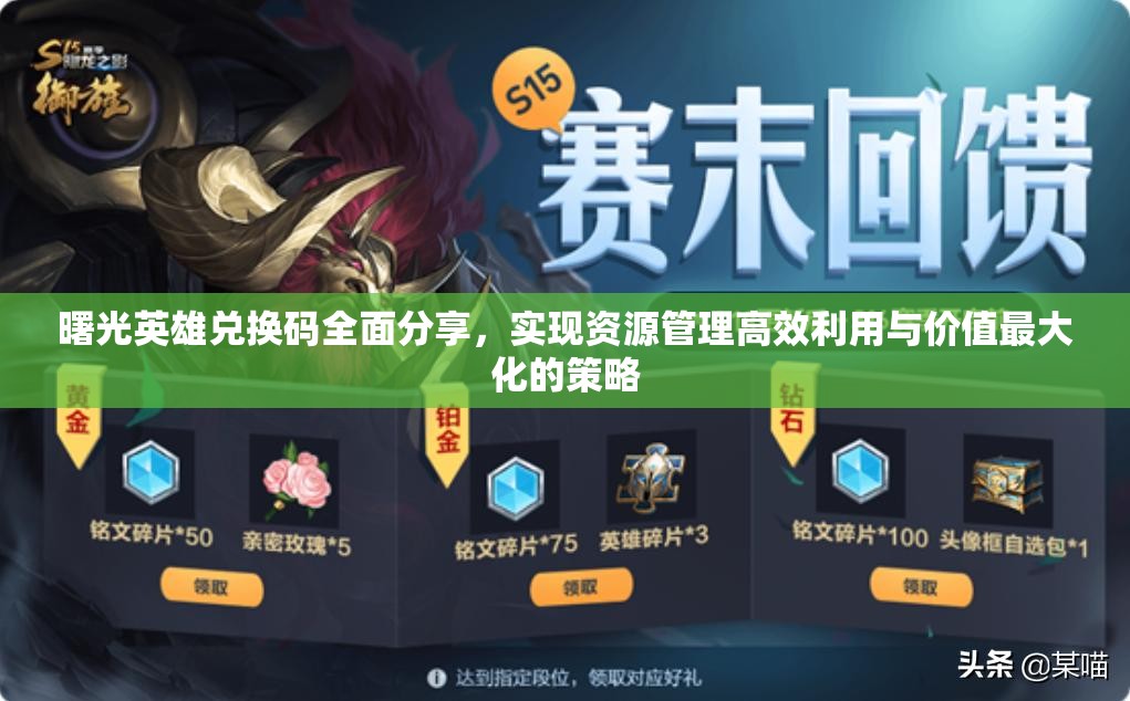 曙光英雄兑换码全面分享，实现资源管理高效利用与价值最大化的策略