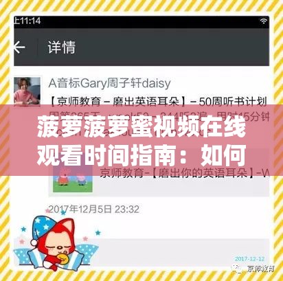 菠萝菠萝蜜视频在线观看时间指南：如何合理安排观看时长，提升观影体验与效率