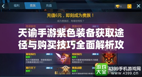 天谕手游紫色装备获取途径与购买技巧全面解析攻略