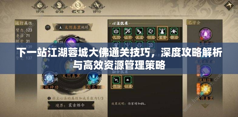 下一站江湖蓉城大佛通关技巧，深度攻略解析与高效资源管理策略