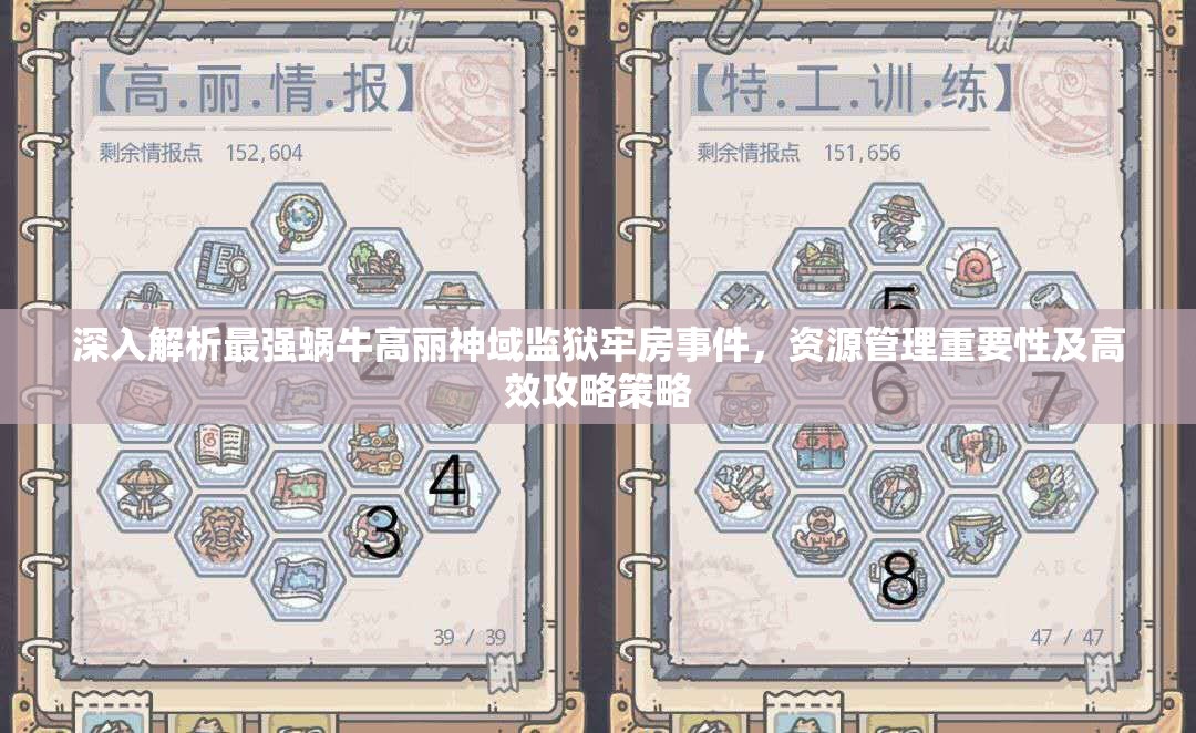 深入解析最强蜗牛高丽神域监狱牢房事件，资源管理重要性及高效攻略策略