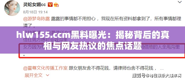 hlw155.ccm黑料曝光：揭秘背后的真相与网友热议的焦点话题