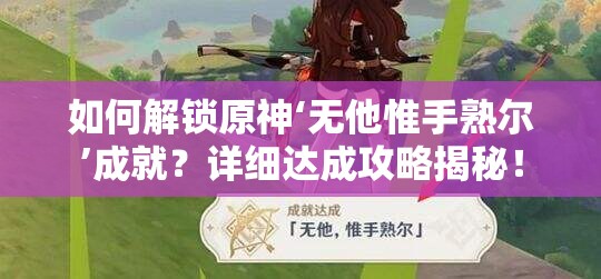 如何解锁原神‘无他惟手熟尔’成就？详细达成攻略揭秘！