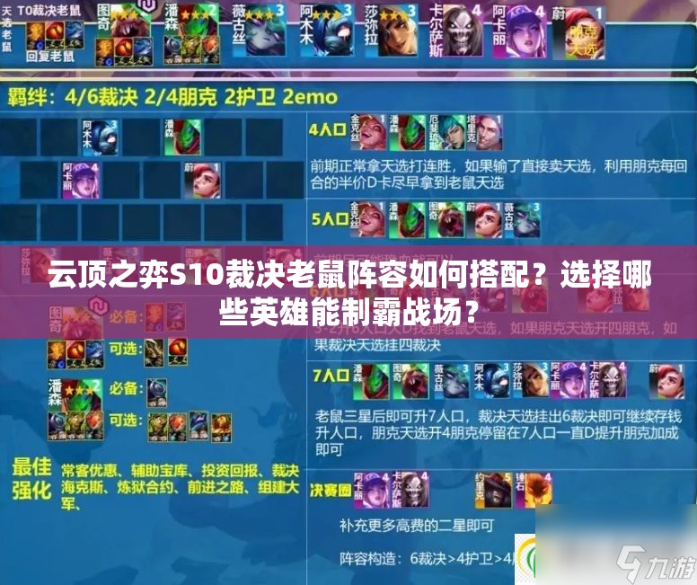 云顶之弈S10裁决老鼠阵容如何搭配？选择哪些英雄能制霸战场？