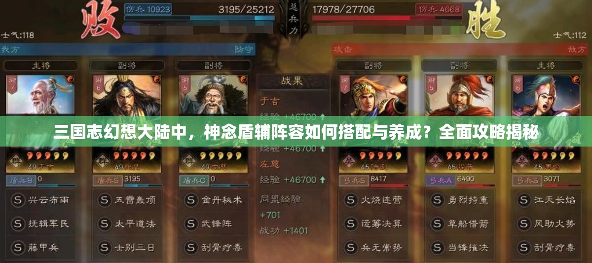 三国志幻想大陆中，神念盾辅阵容如何搭配与养成？全面攻略揭秘