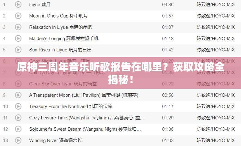 原神三周年音乐听歌报告在哪里？获取攻略全揭秘！