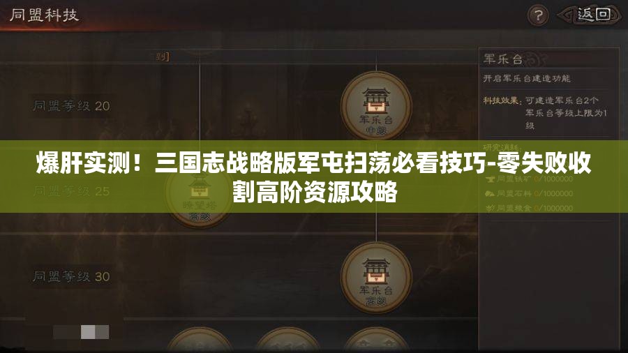 爆肝实测！三国志战略版军屯扫荡必看技巧-零失败收割高阶资源攻略